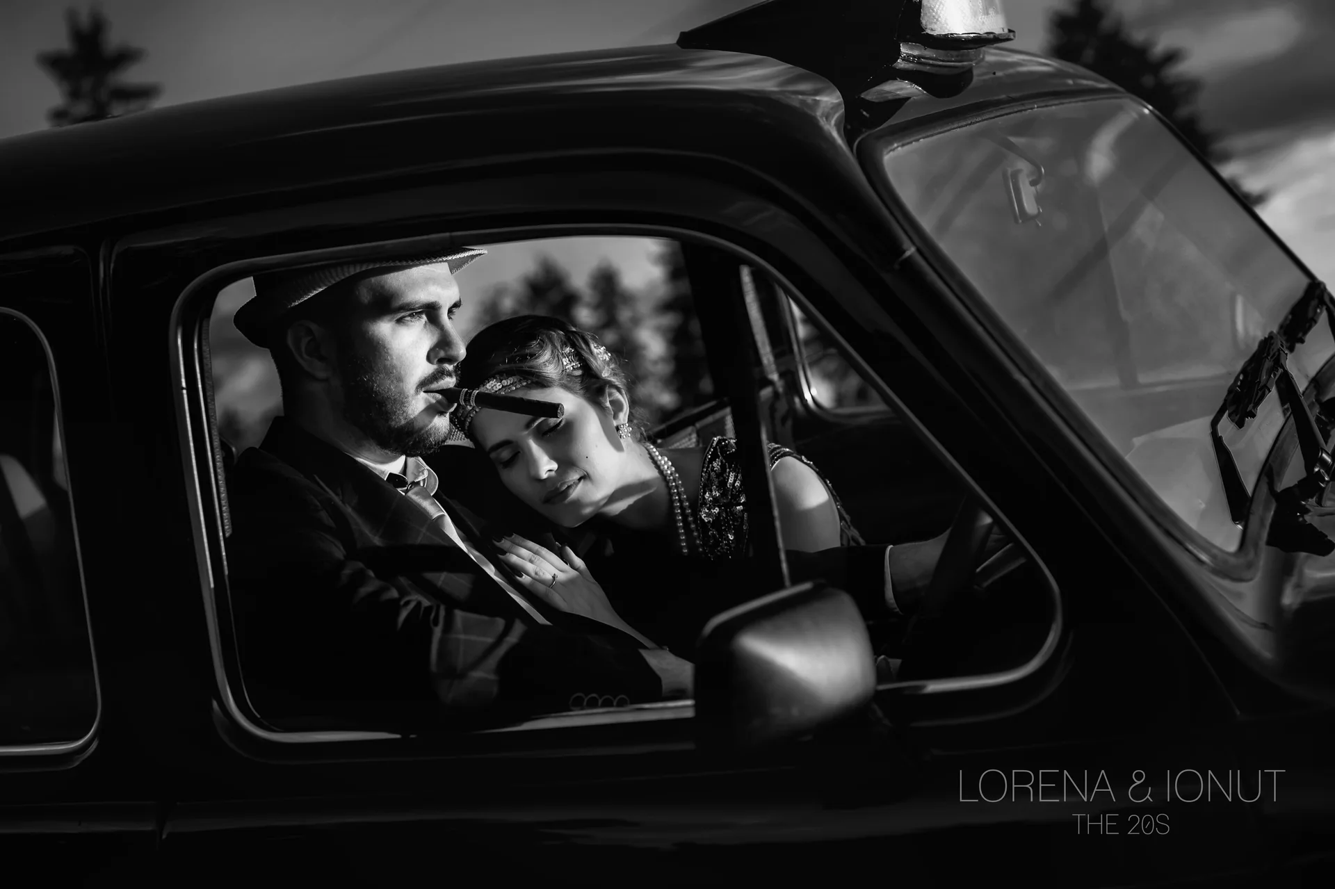 Lorena & Ionuț — nunta rab targu mures gatsby save the date gatsby miri retro bw fashion — fotograf nuntă