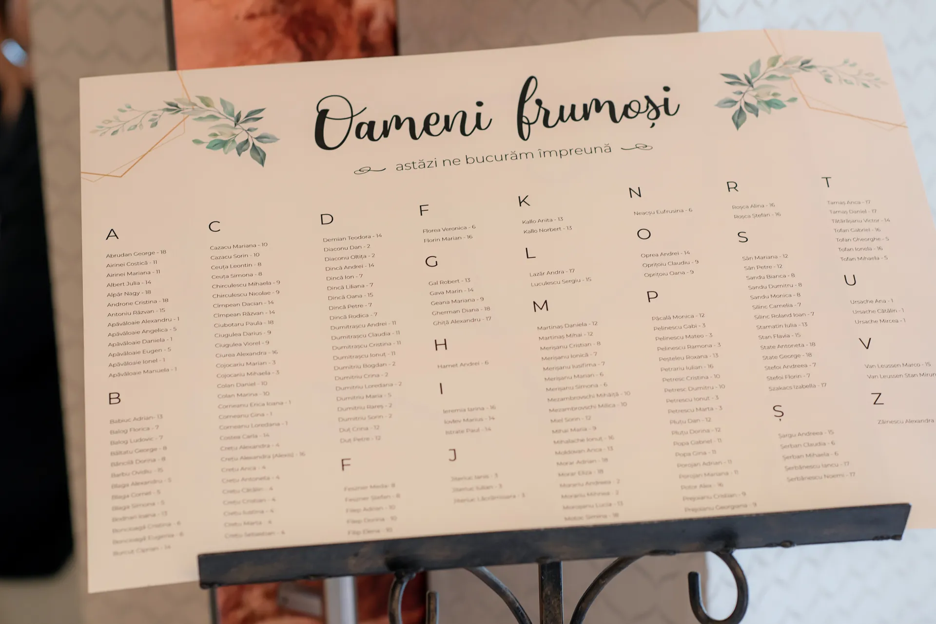Mery & Gabriel — nunta da vinci cluj seating chart oameni frumosi detaliu — fotograf nuntă